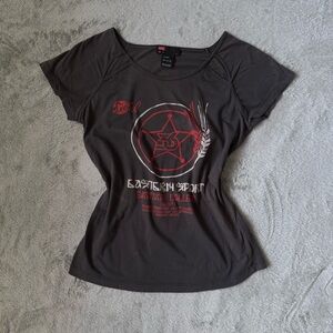 Diesel distressed Propaganda style logo grey tee